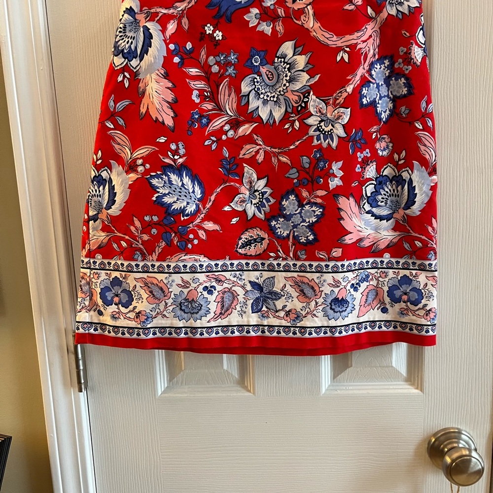 Talbots Red and Blue Floral Pencil Skirt